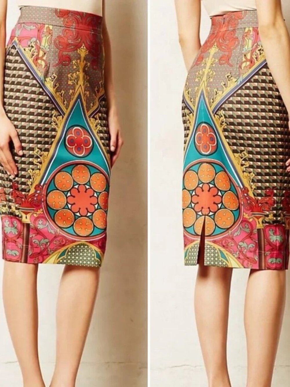 Pankaj& Nidhi Anthropologie Women's Skirt Size Large Midi Boho Geometrical NWT